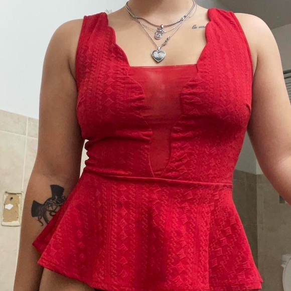 Charlotte Russe Tops - Charlotte Russe Red Peplum Blouse